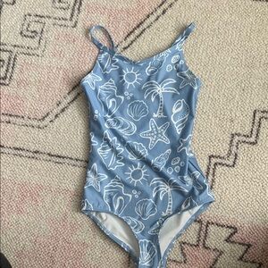 Blue Kids Swimwear with Seashell Print